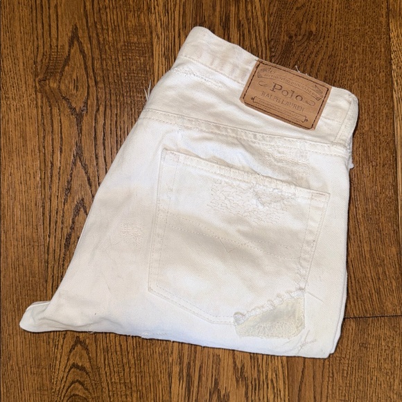 Polo Ralph Lauren Sullivan Slim Straight Jean in White Destroyed 29 x 32 - Picture 6 of 13